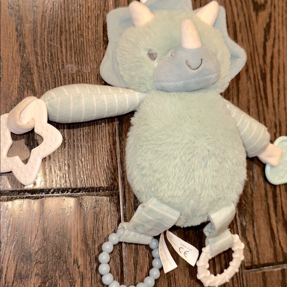 Plush Dinosaur Toy with Teether - Green - Picture 3 of 5